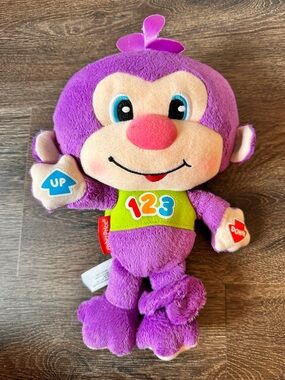 Fisher Price Laugh & Learn Learning Opposites Monkey plush Purple Toy 123 WORKS